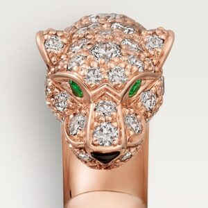 Panthère de Cartier ring, small model, half-paved - Rose Gold Filled