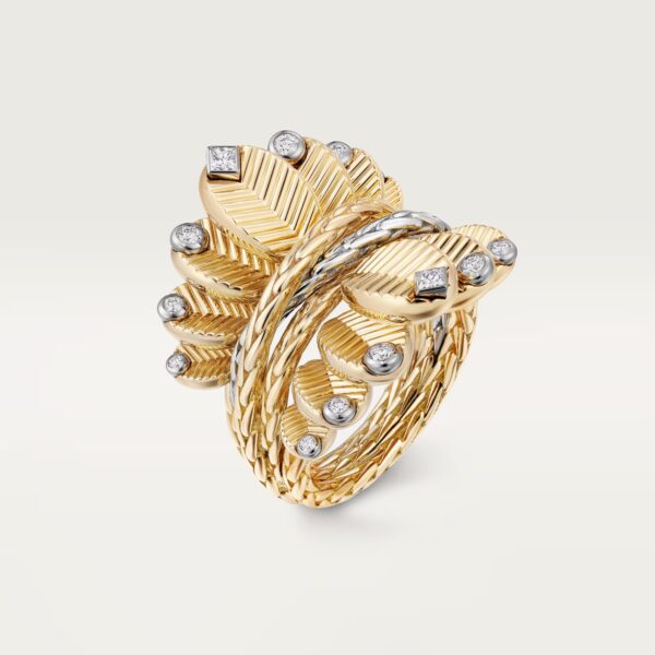 Grain de Café ring Diamonds - Yellow Gold Filled and White Gold Filled